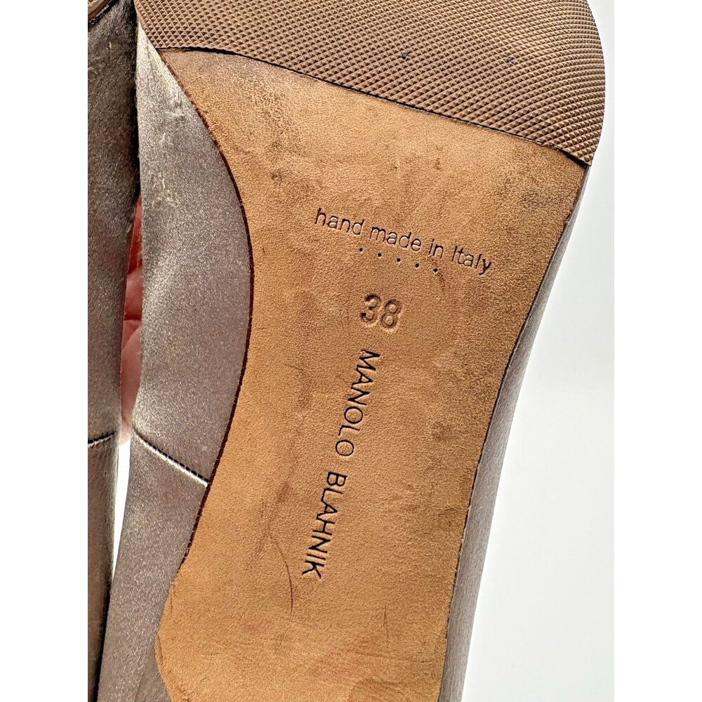 Manolo Blahnik Light Grey Satin Hangisi Rhinestone Embellished Heels Size EU 38 - Picture 15 of 15
